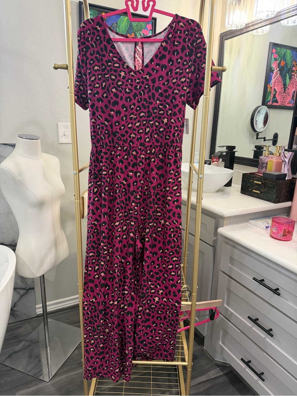 jcpenney Girls' Magenta Leopard Print Pajama Set